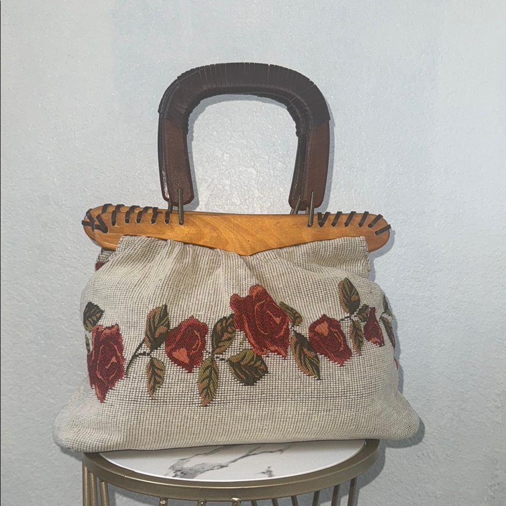 Floral Tapestry and needlepoint Bag